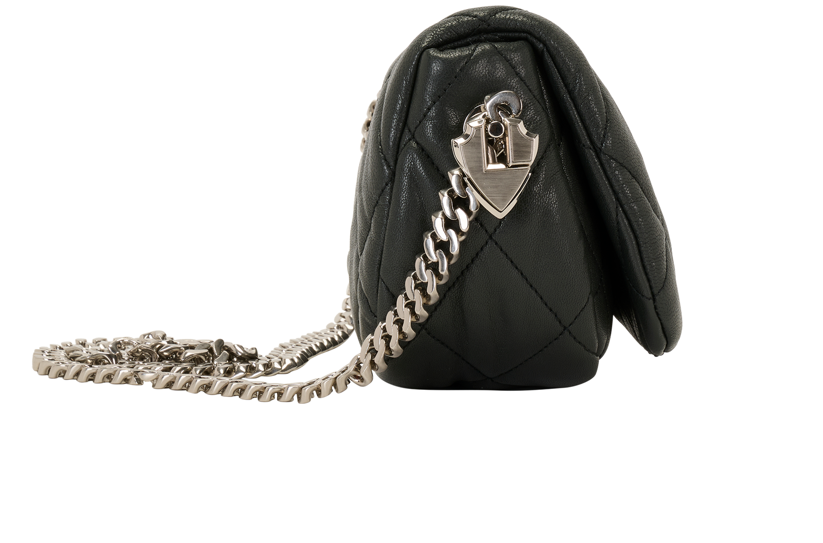 Shield Lock Crossbody, &pound;450, Handbags, Black, Leather, Side view